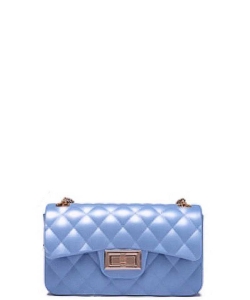 Quilted Matte Jelly Small Crossbody  7047 BLUE
